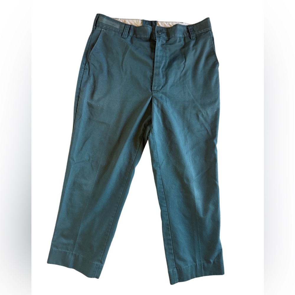 Vintage Men's US navy military issued flat front trouser Green Pants 36x29”